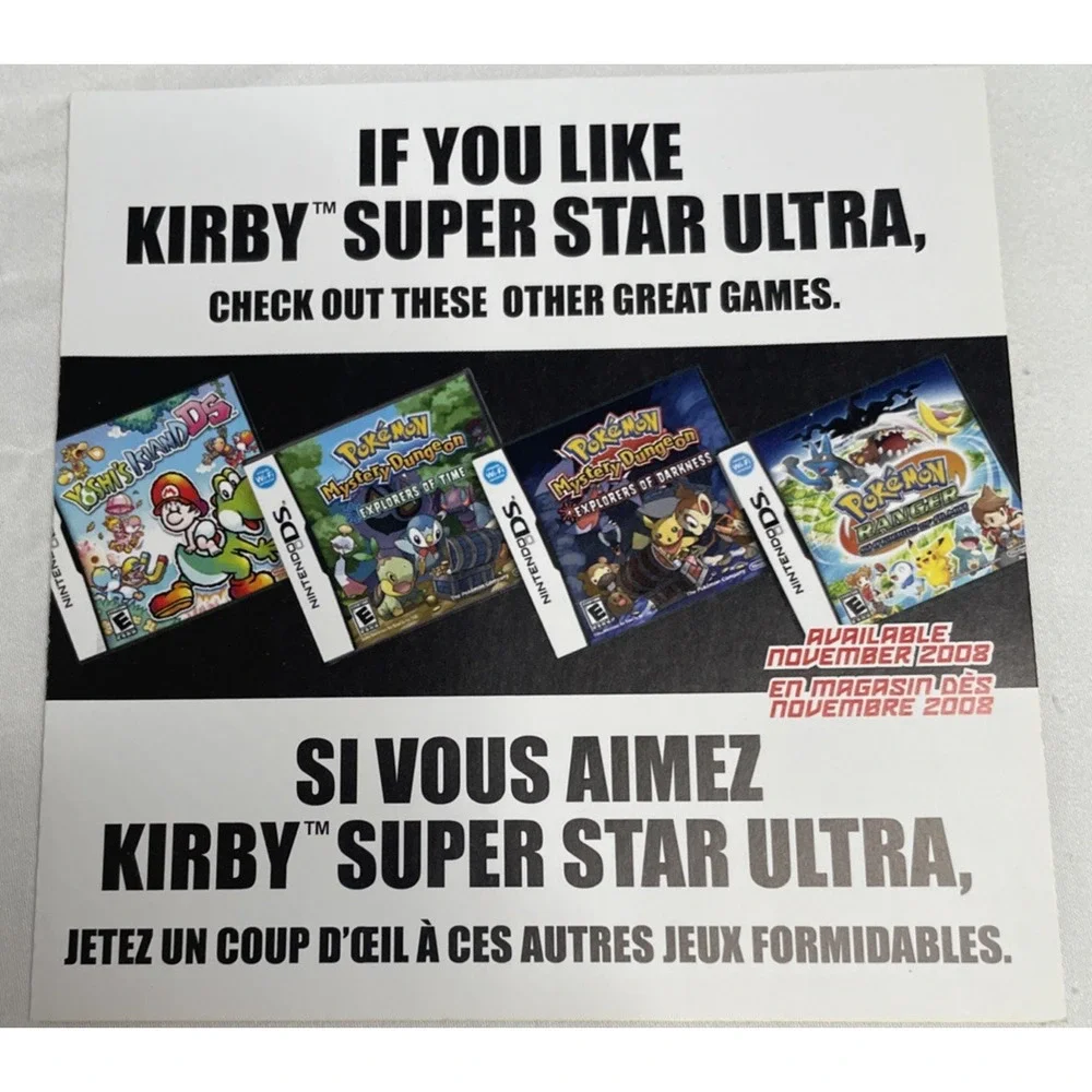 Nintendo DS Kirby Super Star Ultra Empty Case Manual Inserts Authentic OEM No Ga